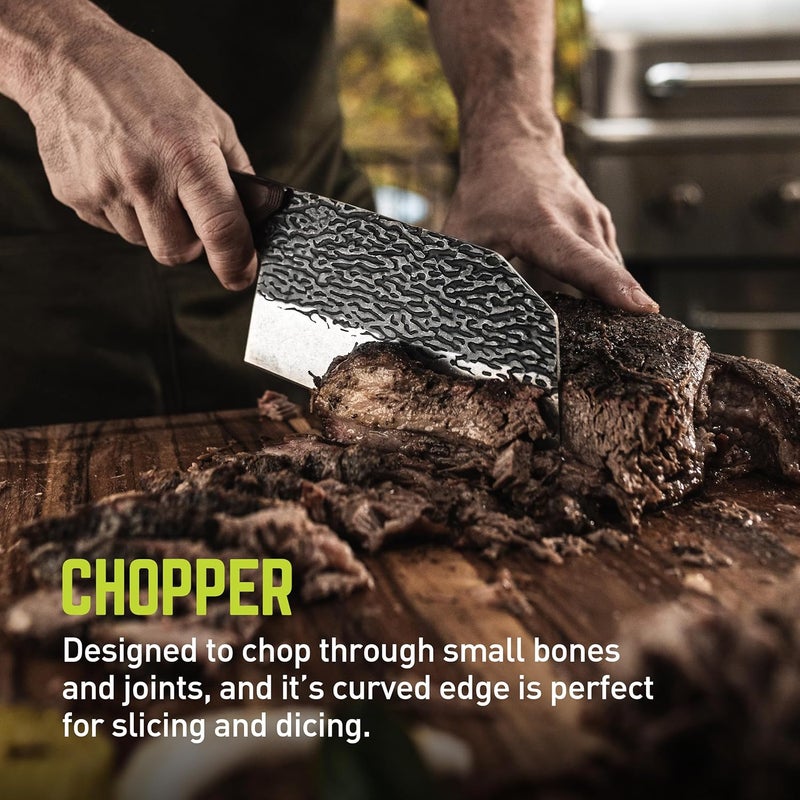 True PrimalForge Chopper Knife | Easy Chopping, Home & Professional Use, Sharp 5Cr15MoV Stainless Steel Blade, Wood Handle, Hand Forged Appearance, Hand Wash Only - Image 4